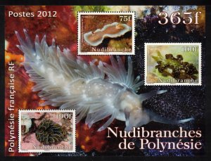 FRENCH POLYNESIA 2012 Nudibranchs S/S; Scott 1076b, Yvert Bl 38; MNH