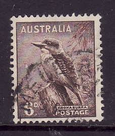 Australia-Sc#173-used 6p violet brown-Kookaburra-Birds-1942-