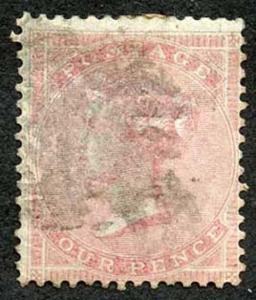 SG62 4d Carmine Wmk Small Garter Blued Paper used and faded