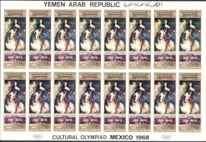 Yemen 1969 Olympics Games Art Paintings Prado imperf. MNH 6 FULL SHEETS 6 scans