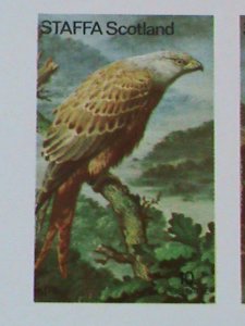 ​STAFFA SCOTLAND STAMP:RARE BIRDS IMPERF- MNH - MINI SHEET NO GUM AS ISSUED