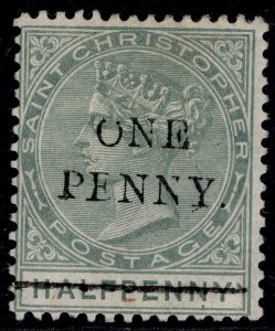 ST KITTS - St Christopher QV SG26, 1d on ½d dull green, M MINT. Cat £50. CERT