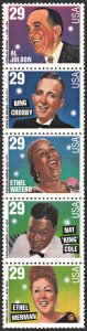 SC#2849-53 29¢ Popular Singers Vertical Strip of Five (1994) MNH