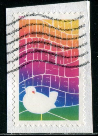 5409 US (55c) Woodstock Music Festival SA,  used on paper