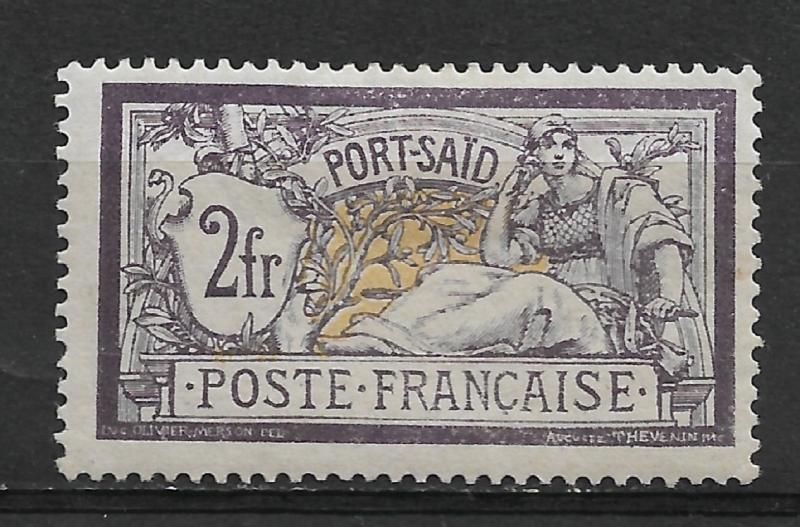 French Offices-Port Said 2fr Scott # 31,VF Mint previously Hinged*OG (FC-6)