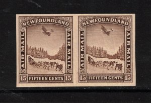 Newfoundland #C6c Very Fine Never Hinged Imperf Pair With Usual Crackly Gum