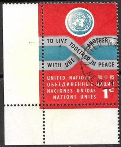 United Nations 1c Peace issue of 1962, Scott 104 used