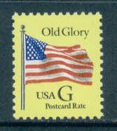 G Postcard Rate (20c) Old Glory single