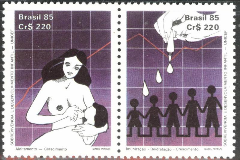 Brazil Scott 2006a MNH** 1985 Infant survival UN pair