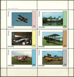 {G080} Grunay Scotland Aviation Airplanes (7) Sh.6 MNH Cinderella !!