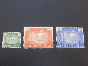 Burma 1953 Sc 136-8 set MH