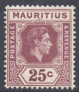 Mauritius Scott 218 - SG259, 1938 George VI 25c MH*