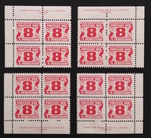 Canada J34i Plate Blocks Matched Set VF MNH