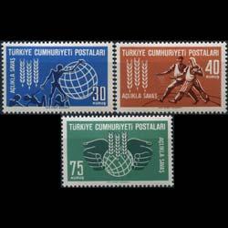 TURKEY 1963 - Scott# 1564-6 FAO-Starving People Set of 3 NH