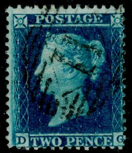 SG34, 2d blue PLATE 5, LC14, FINE USED. Cat £70. DG