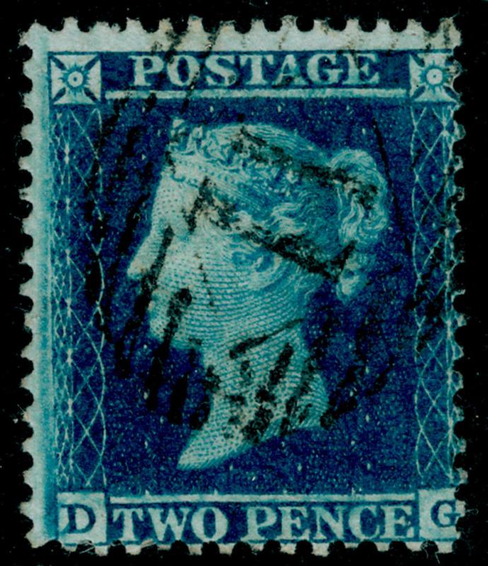 SG34, 2d blue PLATE 5, LC14, FINE USED. Cat £70. DG