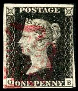 Penny Black (OB) Plate 7 MAGENTA Cross Cat £3000 RPS Cert