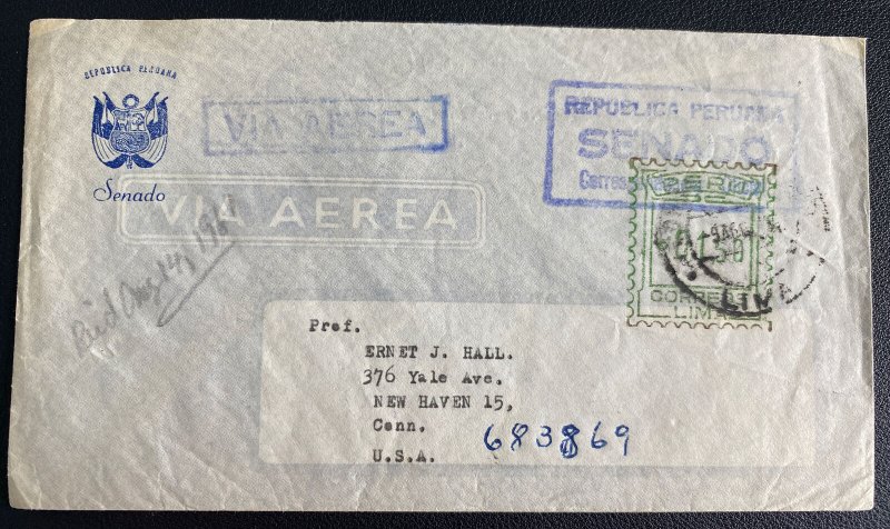1961 Lima Peru Legislative Political Airmail cover To New Haven CT Usa