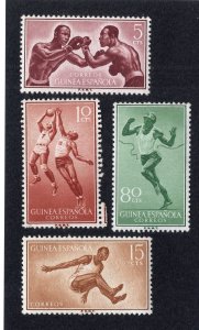 Spanish Guinea 1958 5c to 80c Sports, Scott 350-353 MH, value = $1.00