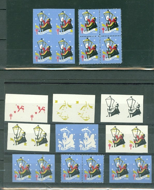 CINDERELLAS CHRISTMAS US 1946 IMPERFS & COLOR TRIALS...MNH