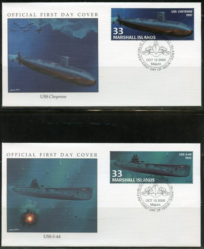 MARSHALL ISLANDS 2000 SUBMARINES SET ON FOUR FIRST DAY COVERS  