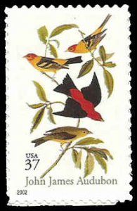 PCBstamps   US #3650 37c Scarlet & Louisiana Tanagers, MNH, (6)