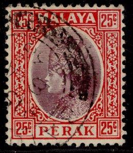 MALAYSIA - Perak GV SG96, 25c dull purple & scarlet, FINE USED.