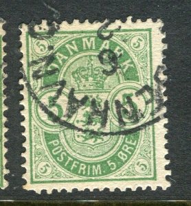 DENMARK; 1884-85 early classic Official issue fine used 5ore. value, POSTMARK