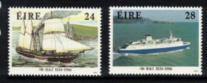 IRELAND 1986 British & Irish Steam Packet Company Anniversary; Scott 665-66; MNH