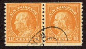 US #497 Pair Ten Cent Franklin F/U ~jm-1899