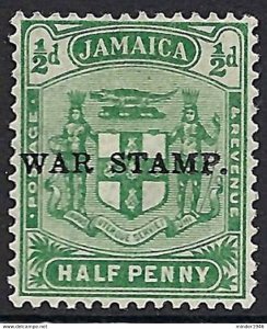 JAMAICA 1916 KGV ?d Yellow-Green SG68 MH