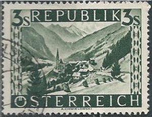 Austria 480 (used) 3s Heligenblut, Carinthia, dk slate grn (1946)