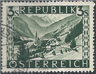 Austria 480 (used) 3s Heligenblut, Carinthia, dk slate grn (1946)