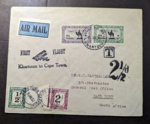 1931 Sudan Airmail First Flight Cover FFC Khartoum to Cape Town South Africa