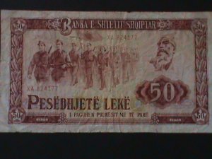 ​ALBANIA-1976 BANKA E SHTETTT SHOPIPTAR-50LEK-CIRCULATED-VERY FINEF-LAST ONE