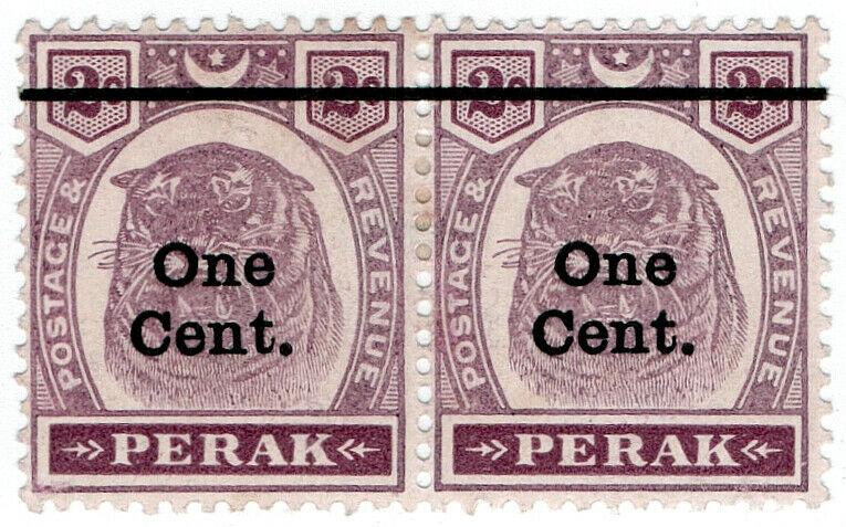 (I.B) Malaya States Postal : Perak 1c on 2c OP