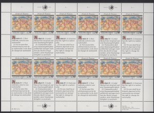 209-10 United Nations Geneva 1991 Human Rights Sheets MNH