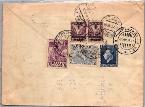 SCHALLSTAMPS GREECE 1937 POSTAL HISTORY AIRMAIL CENSORED COVER ADDR AUSTRIA