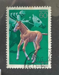 Japan 1983 Scott 1520  used - 60y, Nippon Derby 50th Anniv, Colt and Racehorse