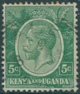 Kenya Uganda and Tanganyika 1922 SG78 5c green KGV FU (amd)