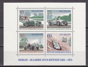 Germany. Scott cat. 9n315. Racing Cars on sheet of 4.