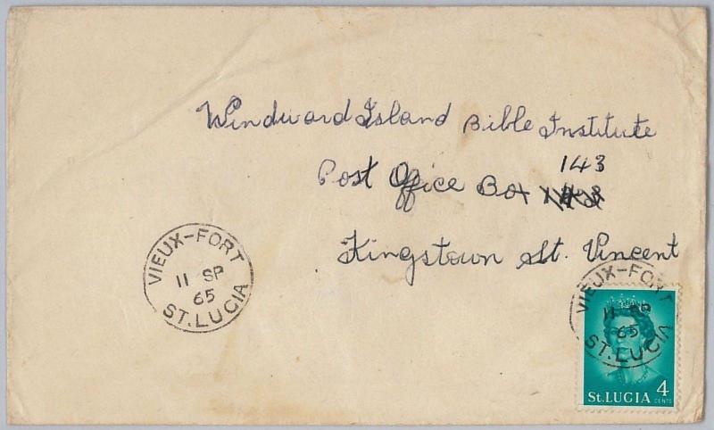 39823   -ST LUCIA -  POSTAL HISTORY - COVER  with nice postmark: VIEUX-FORT 1965