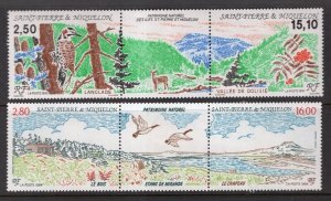 St Pierre & Miquelon 1992 & 1994 Birds 2 Pairs With Labels MNH #582a,606a