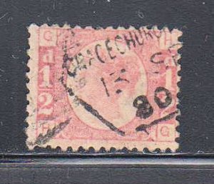 Great Britain,  Queen Victoria 1/2p,  Plate 8   (SC# 58) Used