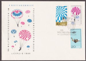 GERMANY - 1966 PARACHUTE JUMPING WORLD CHAMPIONSHIPS - 3V - FDC