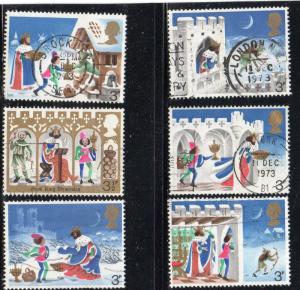 GREAT BRITAIN #709-714  1973    CHRISTMAS   F-VF  USED  t