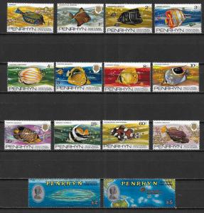 Penrhyn Islands 50-63 Fish set MNH