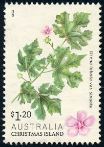 Christmas Island 2013 $1.20 Flowering Shrubs Urena Lobata SG754 Used