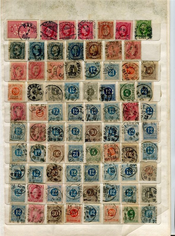 SWEDEN; 1870s-90s early classic Numeral issues nice used LOT better Postmarks