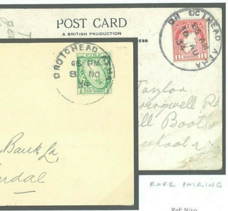 Ireland EIRE Drogheda Louth GAELIC Skeleton Cards{2} 1934 {samwells-covers}J263